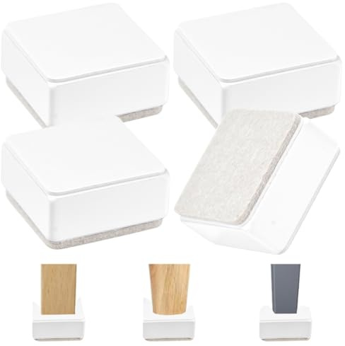 BUZIFU 1.2/3 cm Möbelerhöhung aus Karbonstahl 4 Pack Selbstklebende Möbelerhöher Robuste Möbelerhöhung rutschfeste Stuhlerhöher Betthöher Tischerhöhung, Durchmesser 6 cm, Quadrat Weiß