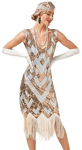 Viloree Aftonklänning, flapperbalklänningar, cocktailklänning, 1920-talsstil, art deco, Great Gatsby, party, vintage, retro, XXL