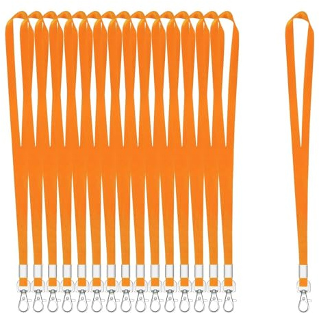 50 Stück Schlüsselbänder für Ausweise, Orange, Schlüsselband mit Clip, Umhängeband mit Abzeichen-Clip, Bulk Lanyards für Hals, Namensschild-Halter