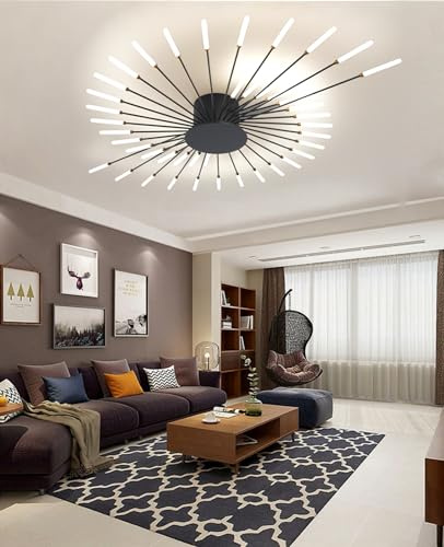 QAZPLM LED Deckenleuchte Wohnzimmer Deckenlampe moderne Pendelleuchte dimmbar mit Fernbedienung Deckenleuchte Schlafzimmer Büro Arbeitszimmer Kronleuchter