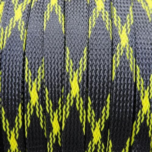5/10M Braided Cable Sleeve 3mm 4mm 6mm 8mm 10mm 12mm 14mm PET Expandable Cover Insulation Nylon Sheath Wire Wrap Protection-Black Yellow -4mm-5m