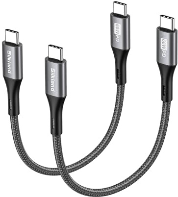 Silkland Câble USB-C vers USB-C Court [15CM+15CM], 3A 20V 60W, PD3.0&QC4.0+ | Charge Rapide Type-C vers Type-C pour iPhone 17/16/15, Galaxy S26 Ultra/S25-S21, iPad Pro/Air/Mini, MacBook Air/Pro, Pixel