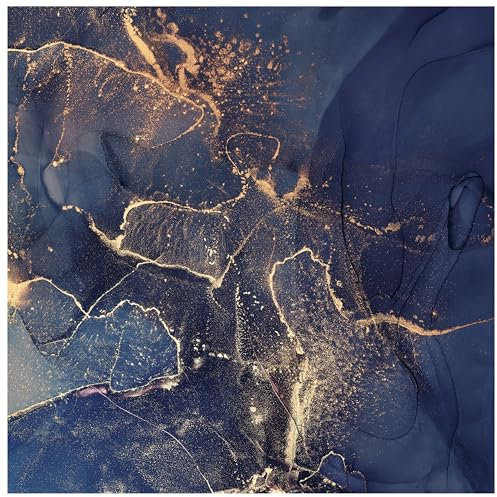 wandmotiv24 Quadratische Fototapete blaue Marmoroptik, selbstklebende Strukturtapete 260g - Mittel - (100x100cm) M0035