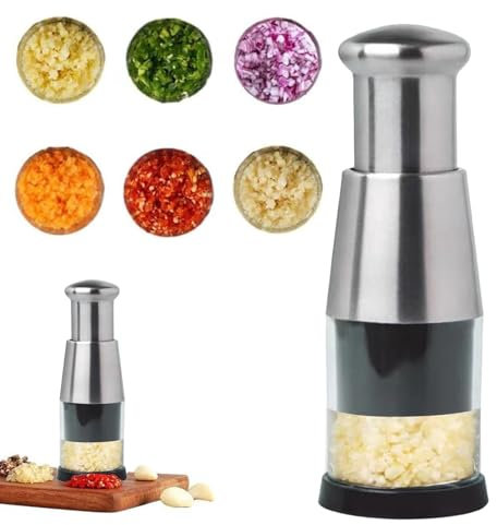 Presse Ail Inox,Presse Ail,Oignons Coupe Legume,Coupe Ailm,Couteaux Et Ustensiles De Cuisine,Purée D'ail En Acier Inoxydable Coupe Manuelle échalote Hacheuse Ail Fournitures De Cuisine (A2)