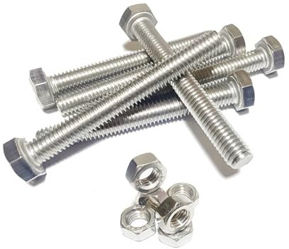 JXPXJMY 304 Set di Bulloni Esagonali in Acciaio Inox per Attrezzature di Riparazione Meccanica Collegamento di Serraggio Applicazioni di Ingegneria (12, M6*50)