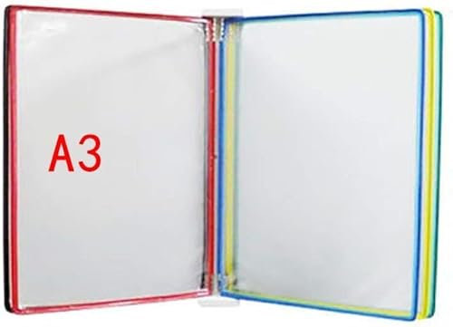SEIBES Hängemappen-Organizer für die Wand, Dokumentenhalter A3 mit 5 Feldern und 10 Taschen (Metall)(Color:B)