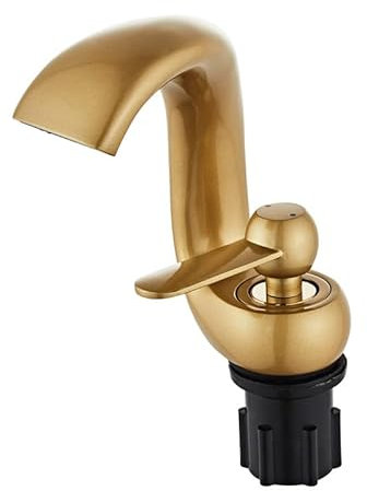Wasserhahn, antiker Messing-Waschbeckenhahn mit Zulaufschlauch, einzigartiges Design, Einhebel-Einloch-Wasserfall-Waschtischhahn