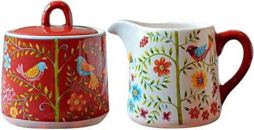 Sucrier, sucrier en céramique avec Couvercle et Pot à Lait, Ensembles crémier et sucrier, Pot à crème et Sucre, Pot à Sucre, Service à café, pichet à crème - sucrier, Pot à Lait + sucrier