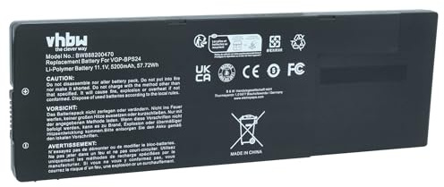 vhbw Akku kompatibel mit Sony Vaio VPC-SE1Z9E, VPC-SE1X9E, VPC-SE28FJ/S, VPC-SE26FW Notebook (5200 mAh, 11,1 V, Li-Polymer)