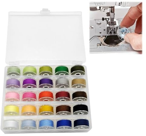 Spulen Nähmaschine,Nähmaschinen Zubehör,Die 25-Farben-Spule Wird Mit Einer Durchsichtigen Aufbewahrungsbox Geliefert,Ideal Für Nähereien, Heimnähmaschinen, Bastelprojekte Und Andere Anwendungen