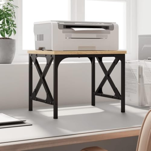 Hovothy Druckerständer Fax-Aktenvernichter Regal Druckerhalter Mobiler Druckertisch Holz Büromöbel Sonoma-Eiche 40x30x31 cm Holzwerkstoff Metall
