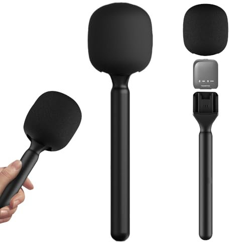 NAVESO Soporte de Soporte para Micrófono D-JI Mic 1/2 / Rode Wireless GO II/Hollyland Lark, Adaptador de Mango de Micrófono, Wireless Entrevista Lavalier Adaptador de Micrófono de Mano con Espuma