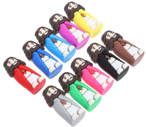 QUMIIRITY 10stücke Mini Jesus Figurine Religiöse Dekoration Für Zuhause Jesus Modell Für Schreibtisch Ostern Und Christliche Bunte Farben-Mischung