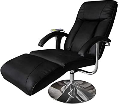 Homgoday Massagefåtölj svart konstläder TV-fåtölj fåtölj justerbar massagefåtölj vilstol modern relaxfåtölj TV-fåtölj för vardagsrum
