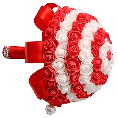 Mobestech Bouquet da Sposa Rosso in Schiuma, Realistico per Matrimonio