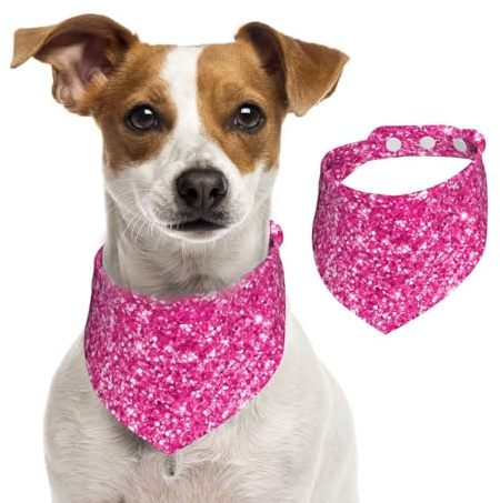 Glitzer-Print in Pink, Hundehalstücher, Baumwoll-Haustierschal, verstellbare Lätzchen für Haustiere,S