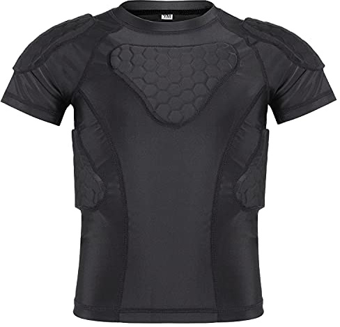 Diamemon Football Rib Protector Vest for Youth Kids Lacrosse Padded Compression Shirts for Boys Girls
