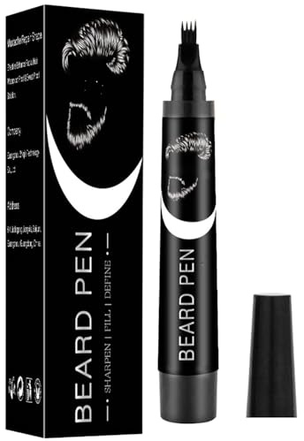 Beard Dye for Men – Waterproof Formula with 4-Prong Tip – Helps Fill & Shape for a Natural Look Multi-Use Beard Pen Filler (black)