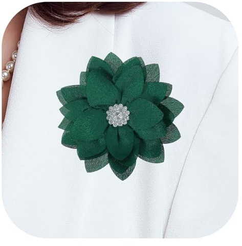 PATIKIL Broche en forme de fleur de lotus en satin et cristal artificiel - Grande broche élégante pour vêtements de mariage, banquet floral