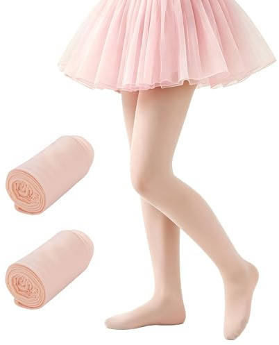 MOSIERRY Ballet Tights Girls 2-12 Years,Pink Footed Kids Dance Tights