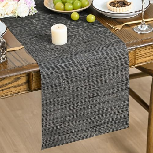 Artoid Mode Grigio Nero Antimacchia Runner da Tavolo in PVC 30x153 cm, Lavabile, Termoisolante, per Cucina, Ristoranti, Case, Feste, Decorazione