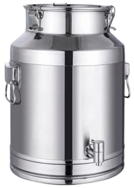 AMYSTY Wine Barrel Milk Churn Milk Jug Pail Can Stainless Steel Milk Transport Barrel Sealing Oil Canister Tea Storage Pot Food Milk Bucket(48L)