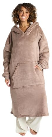 Sienna Extra lange übergroße Decke, Hoodie, ultraweich, tragbar, Überwurf mit Taschen, Ärmeln, weiche Sherpa-Fleece-Kapuzendecke, riesiges Sweatshirt, mink, One Size Fits All - Adults Kids Men Women