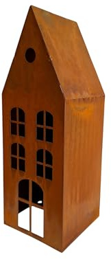 Edelrost Garten Laterne, Haus-Design, 34 cm, Metall Kerzenhalter für Außendekoration Gartendekoration rostige