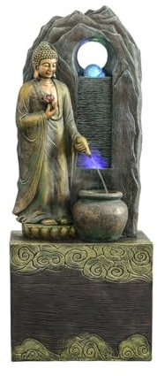 ZZlei2yu-12 Fontaine de Jardin Fontaine à Eau attirant la Fortune Ornements sur Pied Circulation d'eau Salon Roue Feng Shui Cascade extérieur