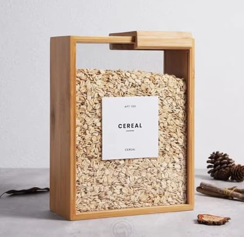 Générique Pot à provisions - Distributeur de Céréales et Poudres en Bambou, 3L/101oz, 17,3 x 22,4 x 7,9 cm, avec Couvercle Coulissant