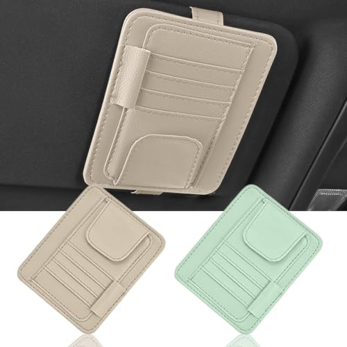 DIFLAX 2 Stück Auto Sonnenblende Veranstalter Brillenhalter für Auto Armaturenbrett Sonnenbrillen Clip Sonnenblende Aufbewahrungsclip für Speicherung Sonnenbrille Stift Visitenkarte (Grau+Grün)