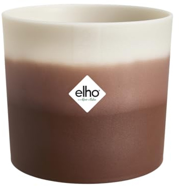 Elho Colour Gradiant rund 18 cm - blomkruka för inomhusbruk - 100% återvunnen plast - Ø 18,2 x H 16,8 - brun/cederbrun