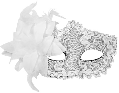 JewelryWe Venezianische Maske Spitzenmaske mit Schmetterlingen Damen Spitze Schmetterling Maskerade Maske mit Strass 1920er Vintage Augenmaske für Karneval Halloween Party Maskenball