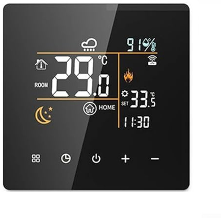 Thermostats muraux WiFi, écran couleur LCD clair, contrôleur de température numérique intelligent, télécommande et protection anti-gel (noir, 16 A)