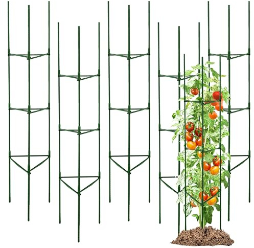 Tomaten Rankhilfe 6 Stück 160cm, Verstellbare Rankhilfen für Kletterpflanzen, Stabile Metall Rankgitter Garten für Tomaten, Gurken, Rosen & Bohnen, Rostgeschützt Pflanzenstütze Set