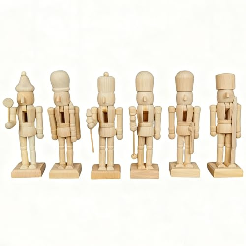 Nussknacker Zum Bemalen, 6X12CM Holz Nussknacker Figur Zum Bemalen, DIYs Unbemalt Holz Basteln Weihnachtens Nussknackern Holzfiguren, Unfertig Bemalbar Nussknackern Soldaten Weihnachtsdeko Basteln