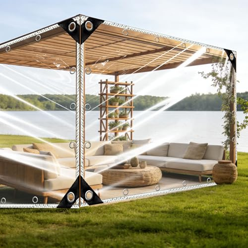 Telone Impermeabile 1.9 x 4.5 m Impermeabile, Resistente Agli Strappi, PVC Telo di Copertura 400G ㎡ per Mobili da Giardino Barche Legno Piscina Camion, Bianco