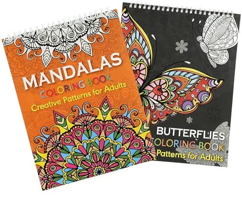 ZRUEWOT Lot de 2 livres de coloriage pour adultes - Motif mandala unique - Pour soulager le stress - Mandala - Carnet de coloriage pour adultes - Convient pour crayons de couleur, aquarelle