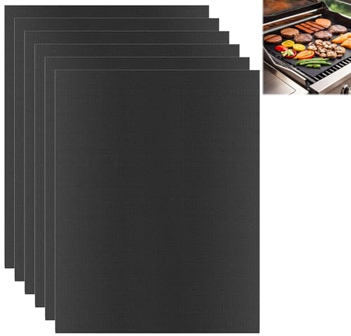BaZuyunMd Backpapier Wiederverwendbar, 6 Stück, Silikon, Schwarz, 40 x 33 cm, Dauerbackfolie für Backblech