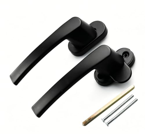 WEIWUXIAN Fönsterhandtag aluminium ej låsbart, fönsterhandtag, fönsterhandtag ej låsbara vita, fönsterhandtag, handtag med monteringsskruvar, lämplig för dörrar och fönster (svart)