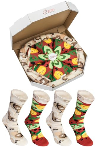 Rainbow Socks - Man Woman Pizza Socks Box Vegetarian - 4 Pairs