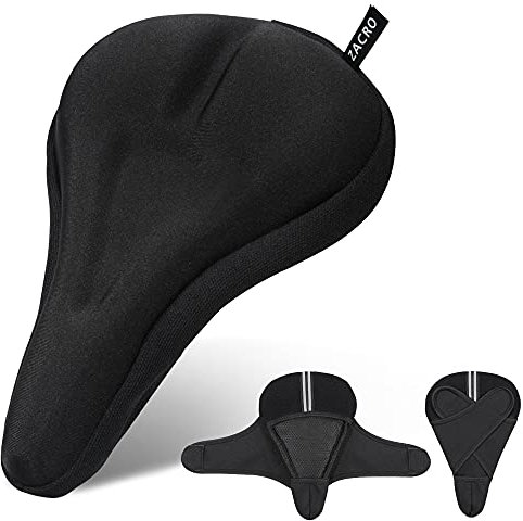 Zacro Gel Bike Seat Cover - Extra Soft Gel Bicycle Seat - Bike Saddle Cushion with Water&Dust Resistant Cover (Black)