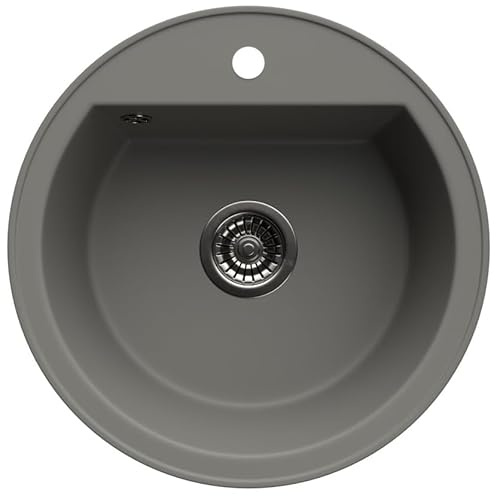 LINDBERGH® Küchen Granit-Spüle Grau TON33 mit Siphon, Verbundstoffe Made in Germany, Spülen Küche Matt Küchenspüle Spülbecken Kitchen Waschbecken Sinks Einbauspüle, inkl. Imprägnierung