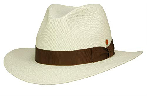 Mayser Brown Menton Panama Cappello da uomo – Made in The EU Protezione UV Sun con fascia in gros grain primavera estate, Marrone bianco (25-3014), 59,5 cm (59)