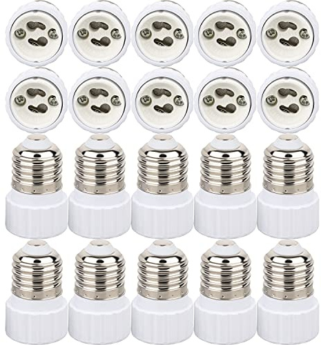 ISOLATECH 20x Casquillo Adaptador E27 a GU10 LED para Portalámparas | Convertidor para bombillas, Máx. 250V/2A, Base cerámica resistente al calor, Para baño y cocina