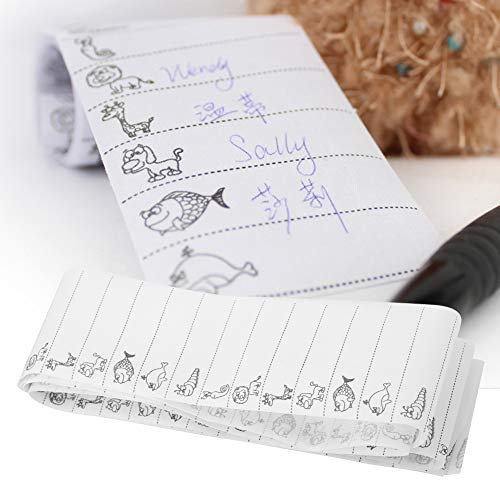 HERCHR 100 Stück Eisen auf Etiketten für Kinderkleidung, weiße benutzerdefinierte Etiketten Tierdekoration Patch Kindertuch auf Tag nähen