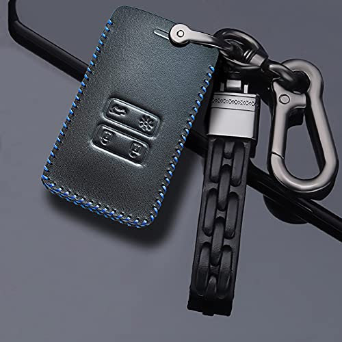 ontto Autoschlüssel Hülle Cover Passt für Renault Kadjar Grand Scenic Clio Megane Koleos Dacia Espace Duster 2 2016-2019 PU Leder Schlüsselhülle Schlüsselanhänger Schlüssel Schutz Etui 4 Taste-Blau