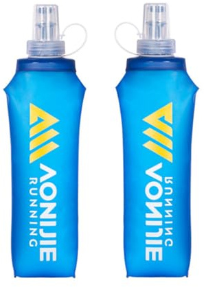 AONIJIE 2 Stück 250ml/500ml Faltbarer BPA frei TPU Trinkflaschen Sportflasche (500ML- Haken Stil)