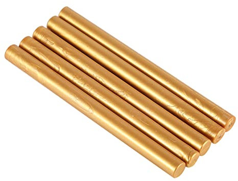 Siegelwachs, Wachssiegel Wachs 5 Stück Siegellackstäbchen, Siegelstempel Wachsstäbchen Vintage Wachssiegelstempel Zum Versiegeln Von Vintage Geburtstag Hochzeit Einladungskarten,Gold