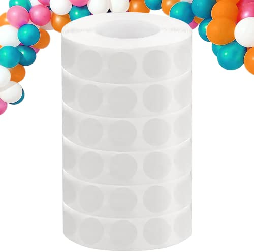 WISYOK 3000pcs Colle Ballon, 6 rouleaux Colle Ballon, Pastilles Adhésives Double Face pour Ballon, Amovible Autocollant Adhésif, Ruban Autocollant